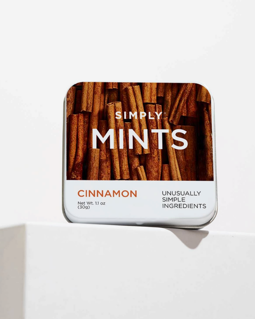 vitruta Simply Mints tarçınlı nane şekeri, doğal tarçın yağı içeren şık metal kutusunda