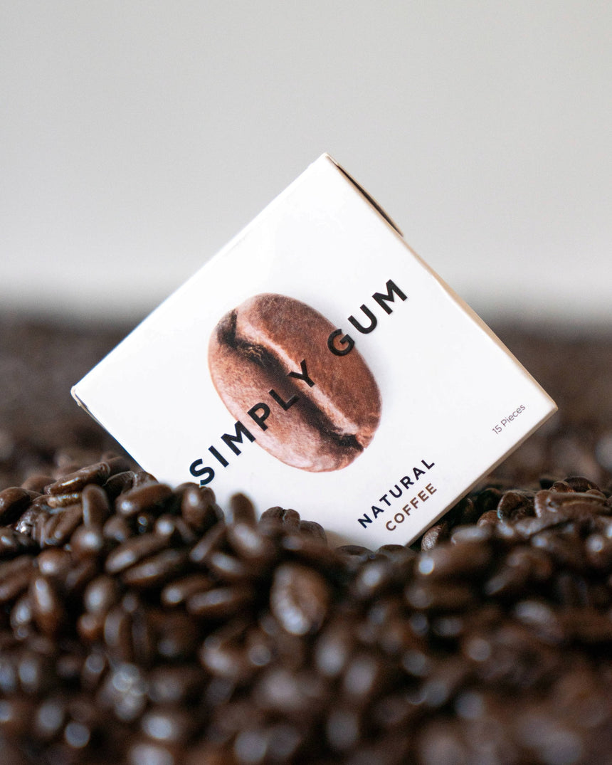 vitruta Simply Coffee Gum, bitkisel bazlı, plastik içermeyen, 15 adetlik paket, kahve çekirdekleri üzerinde