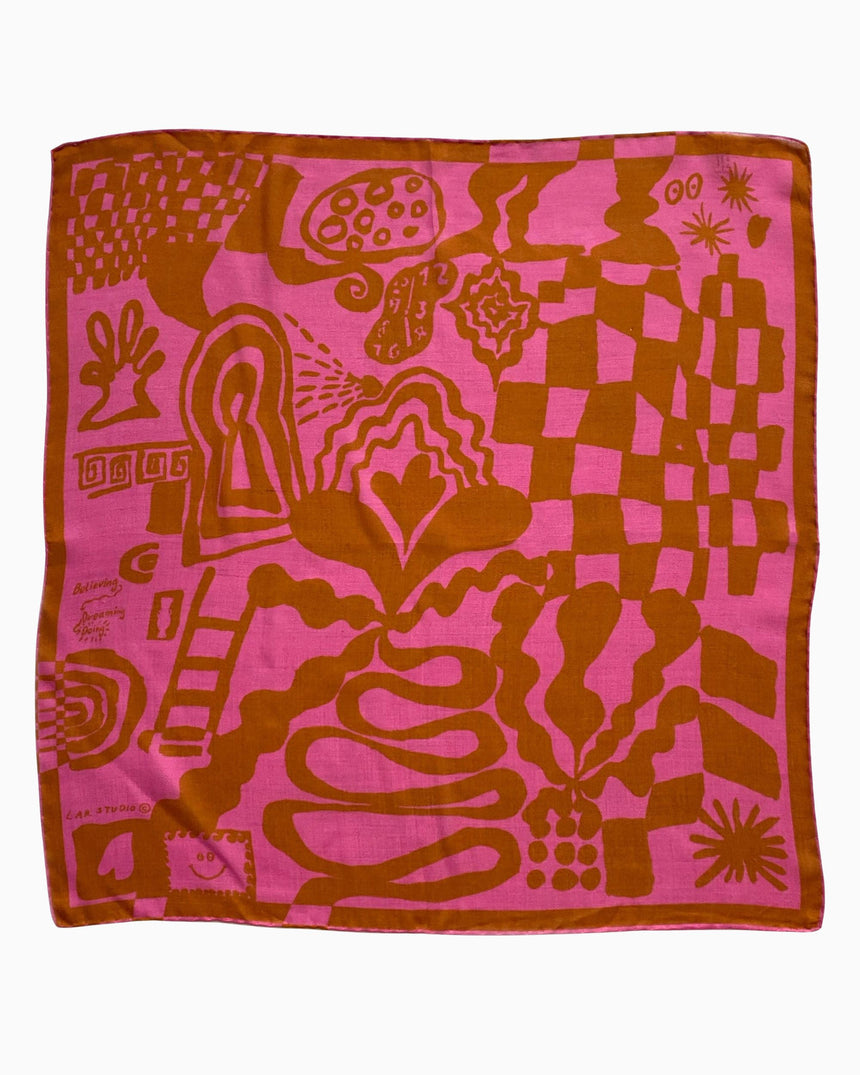 Brick By Brick Pink Scarf 57x57