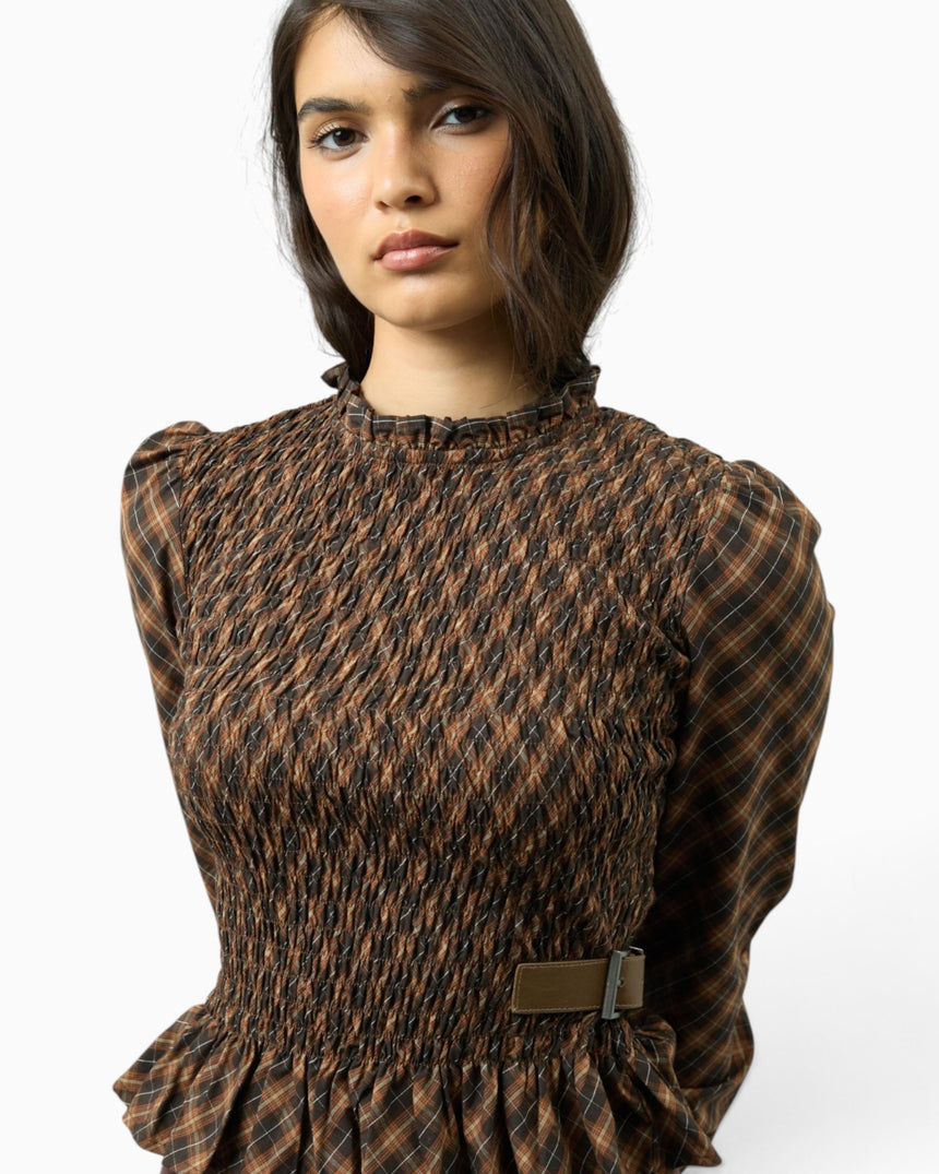 Check Ruched Women's Top