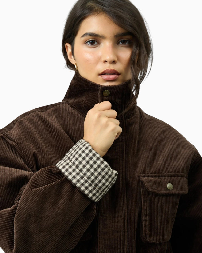 Corduroy Funnel Neck Women's Jacket