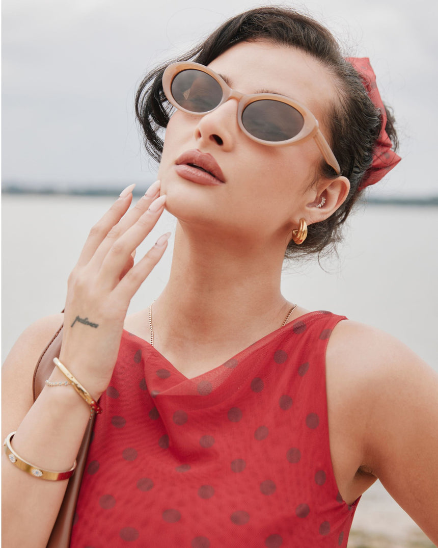 Double Layer Polka Dot Mesh Women's Top