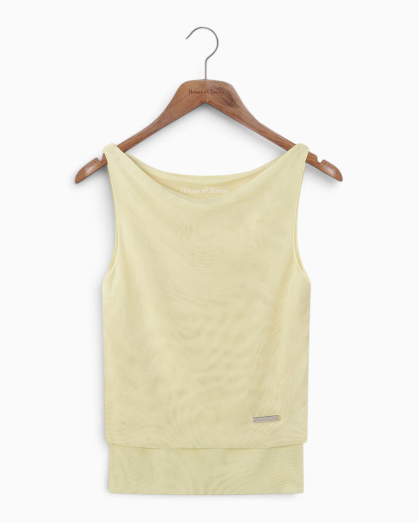 Double Layer Sleeveless Mesh Women's Top