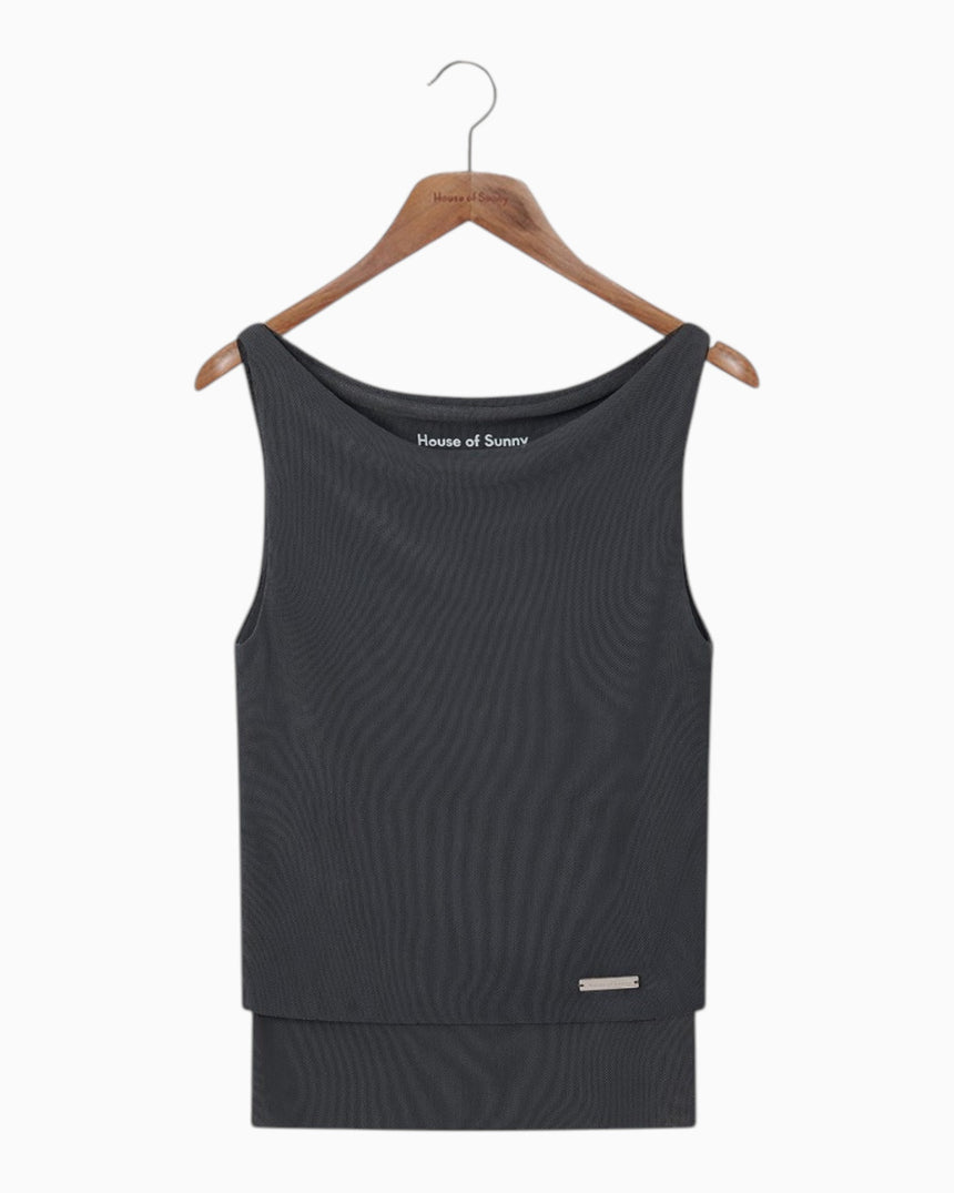 Double Layer Sleeveless Mesh Women's Top
