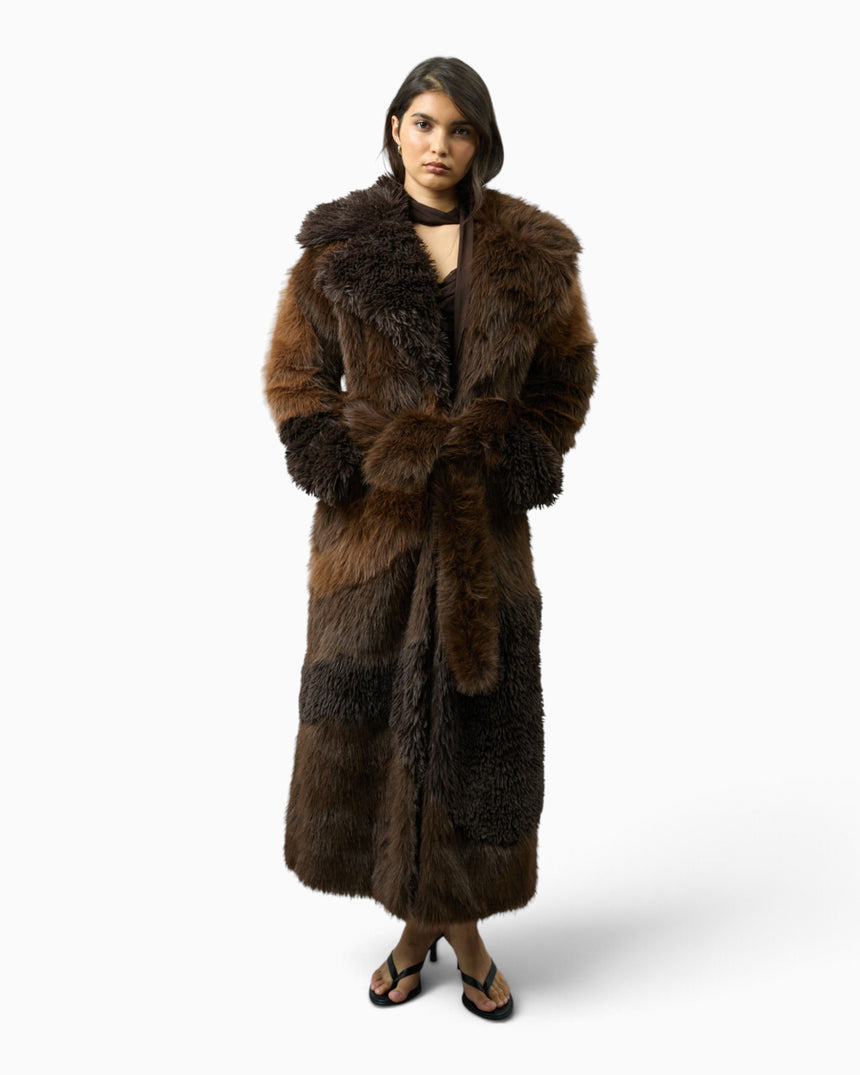 Hustle Fur Patchwork Women's Coat