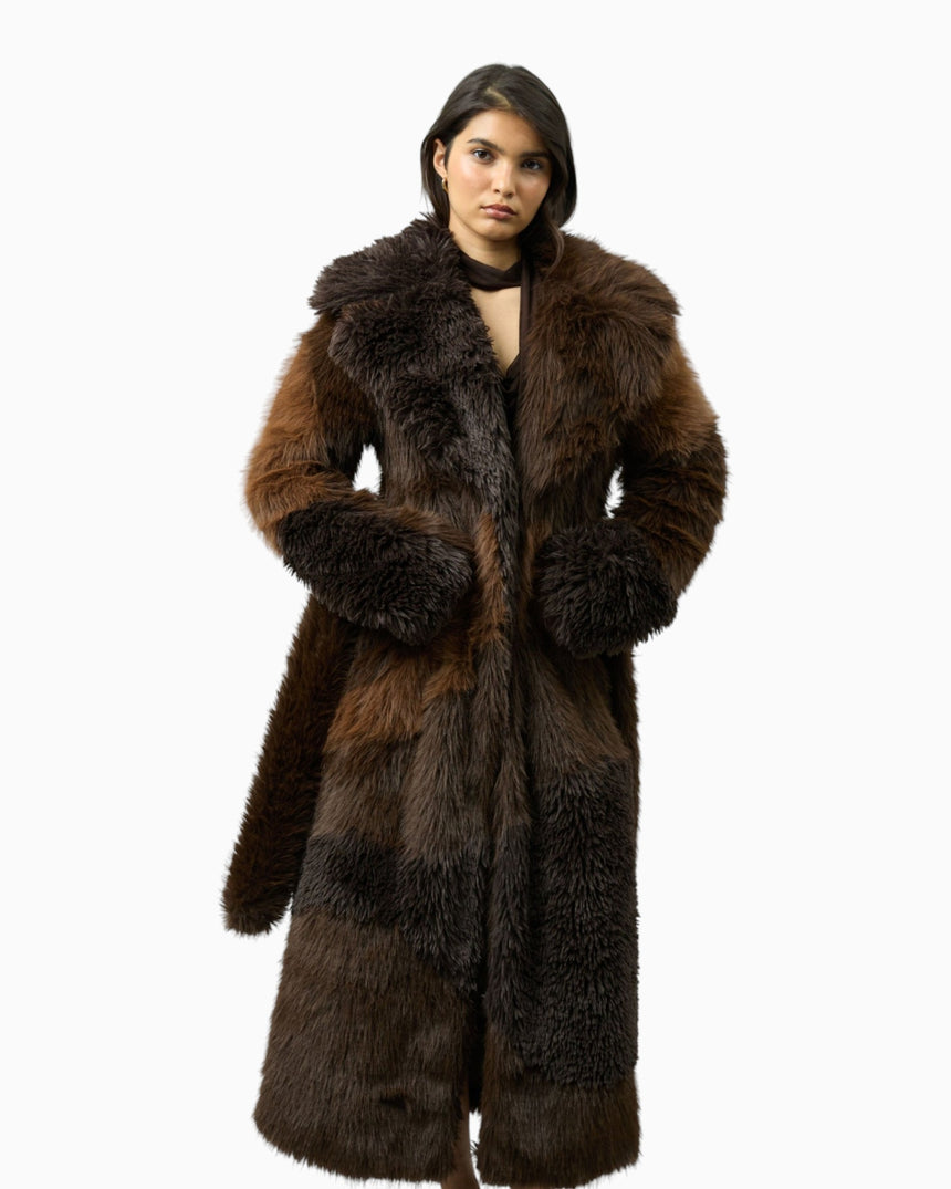 Hustle Fur Patchwork Women's Coat