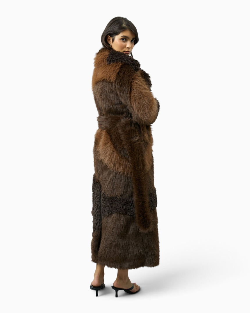 Hustle Fur Patchwork Women's Coat