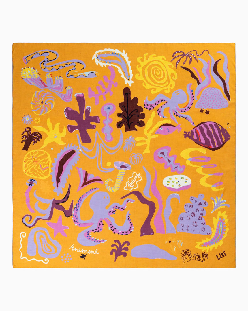 Anemone Beige Scarf 140x140