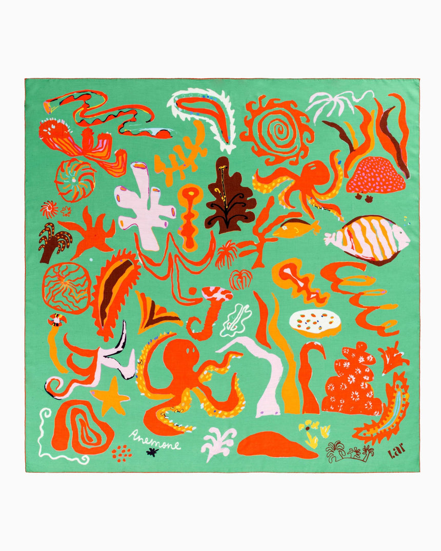 Anemone Green Scarf 140x140