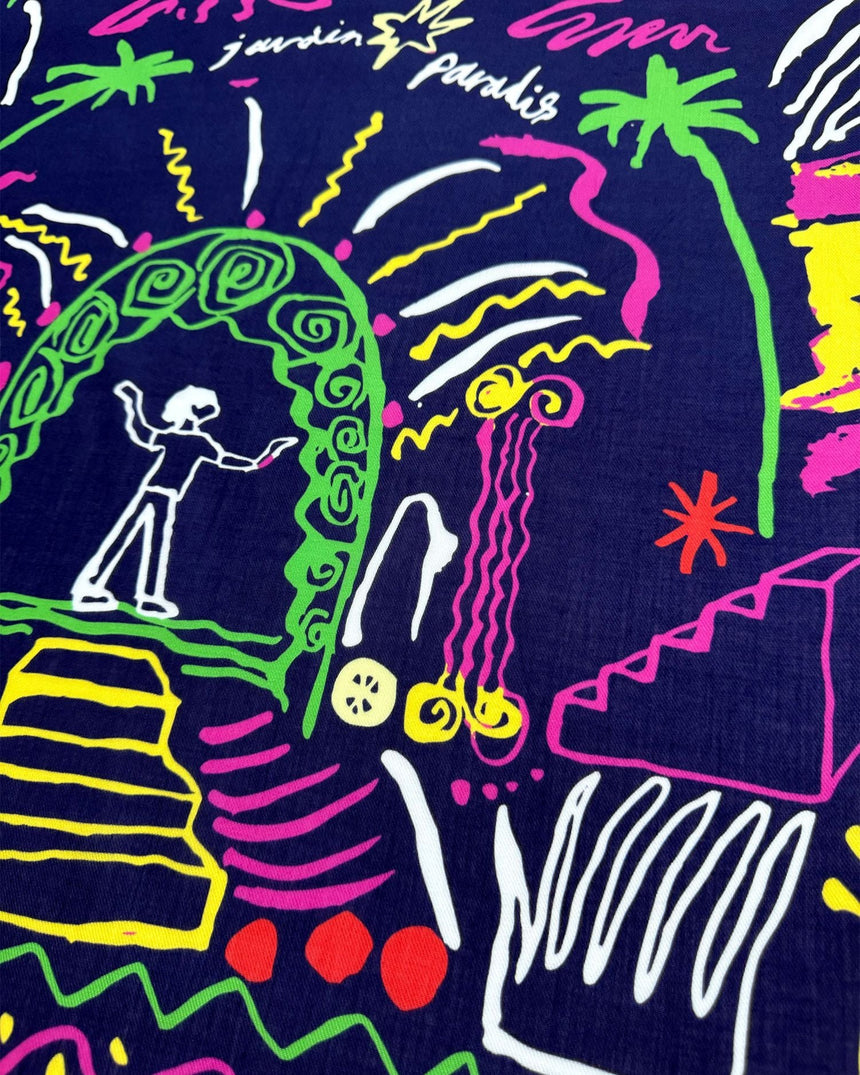 Jardin Paradise Navy 55x55 Scarf