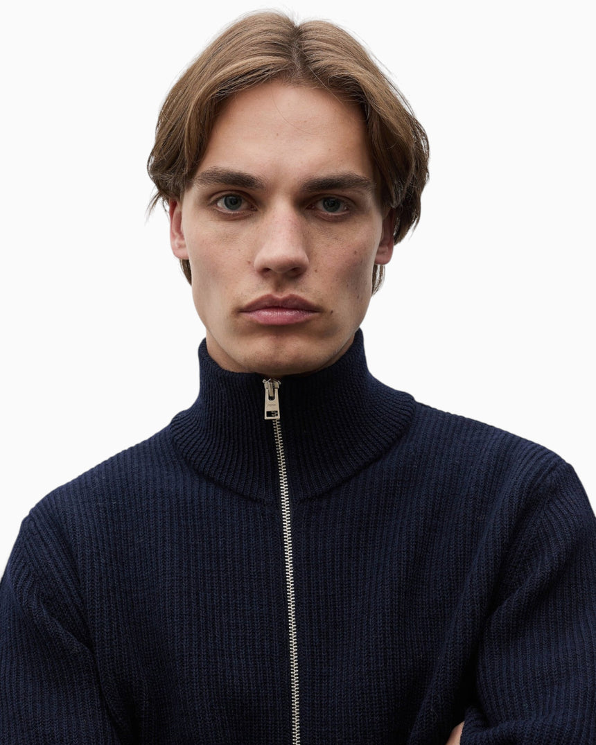 Hagen Wool Cotton Rib Full Zip Men's Jacket