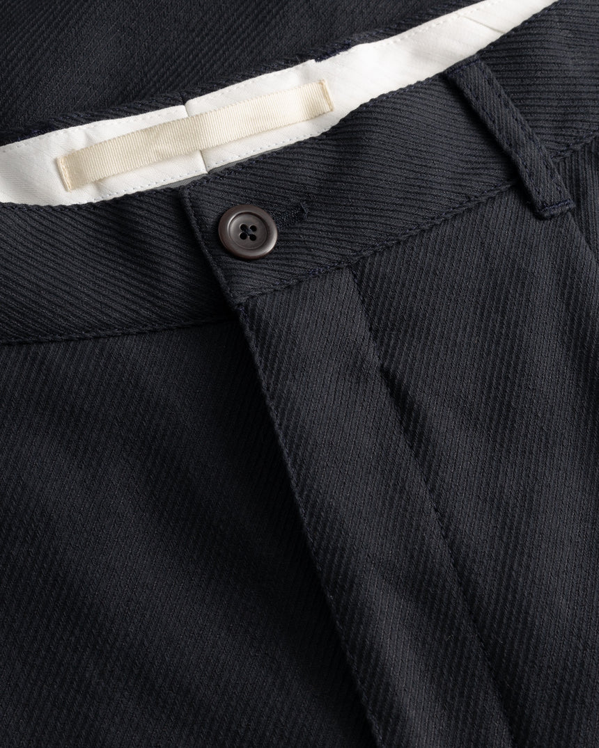 Hestur Relaxed Cotton Linen Twill Pleated Men's Trouser