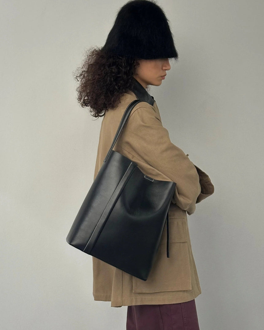 SAYÉS Large Tote Plissé Deri Kadın Çanta