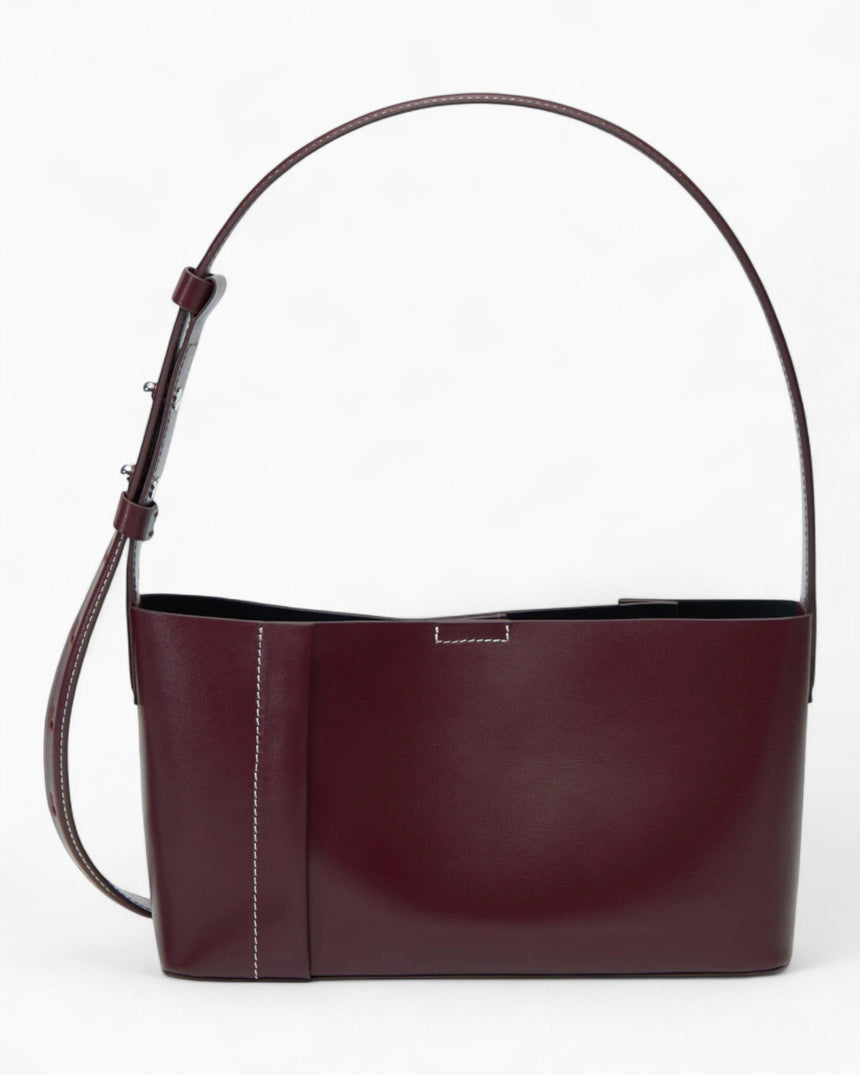 SAYÉS Small Tote Plissé Deri Kadın Çanta Burgundy