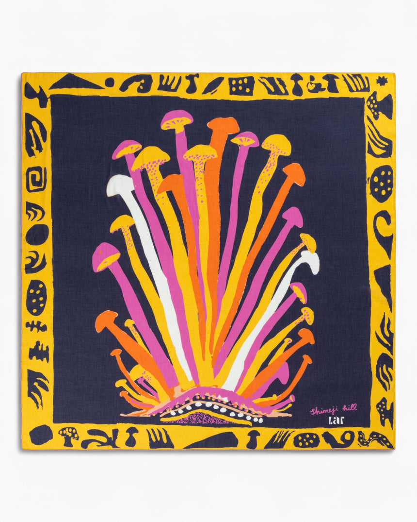 Shimeji Hill Navy Scarf 140x140