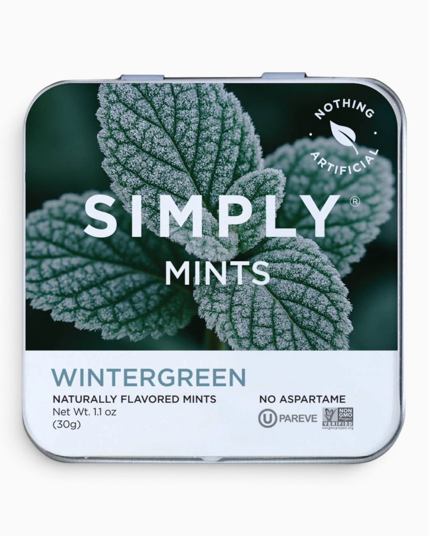 vitruta Simply Mints Wintergreen aromalı, yapay tatlandırıcı içermeyen 30 adetlik metal kutu nane şekeri
