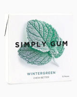 vitruta Simply Gum Wintergreen aromalı, doğal içerikli, 15 adet sakız içeren beyaz ambalajlı paket