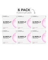 vitruta 6'lı paket Simply şekersiz bubble gum aromalı sakız, doğal içerikli ve aspartam içermeyen paket tasarımı.
