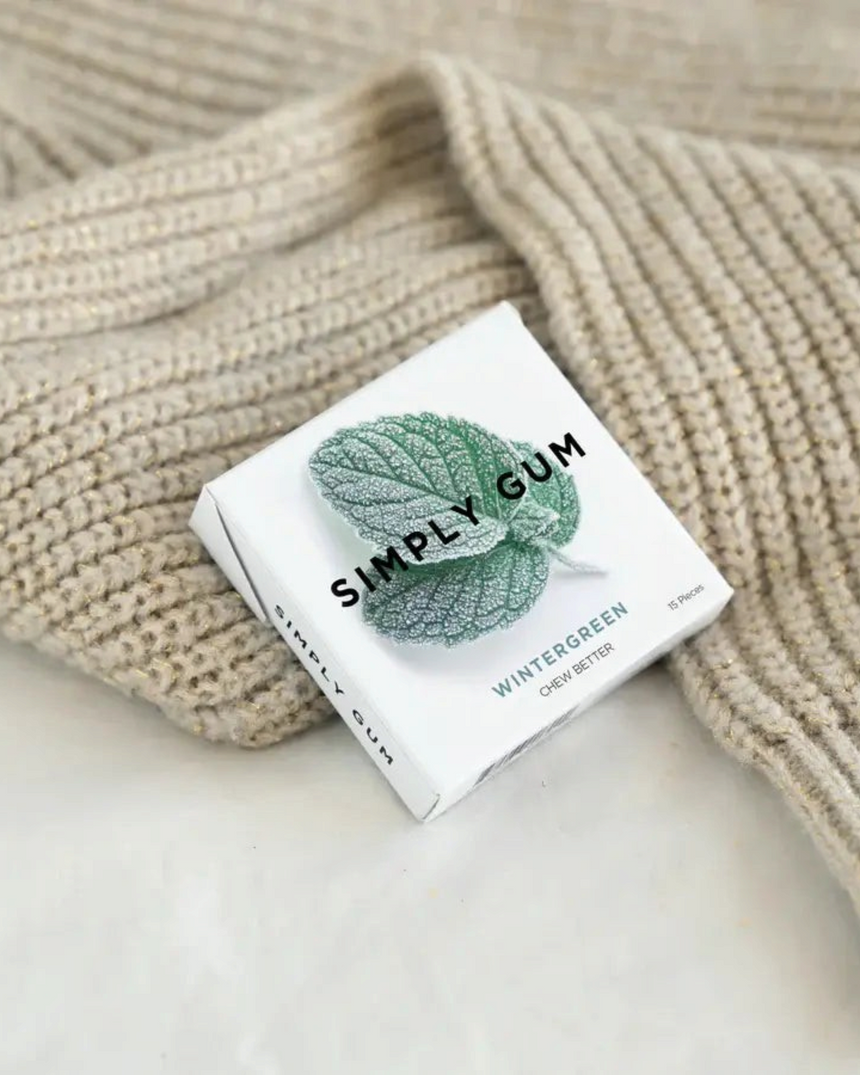 vitruta Simply Gum Wintergreen aromalı, plastik içermeyen, doğal bitkisel içerikli 15 adetlik sakız paketi