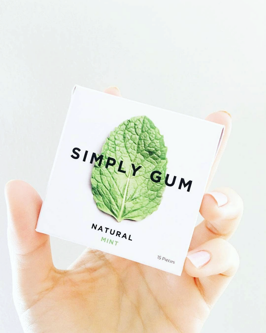 vitruta Simply Gum nane aromalı doğal sakız paketi, plastik içermeyen bitkisel içerikli 15 adetlik kutu