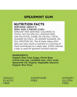 vitruta Spearmint Gum paketinin arkasındaki besin değerleri ve içerik listesini gösteren bilgilendirici etiket