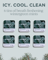 vitruta Simply Mints Wintergreen aromalı, 6 adet metal kutuda doğal içerikli vegan nefes tazeleyici nane şekeri