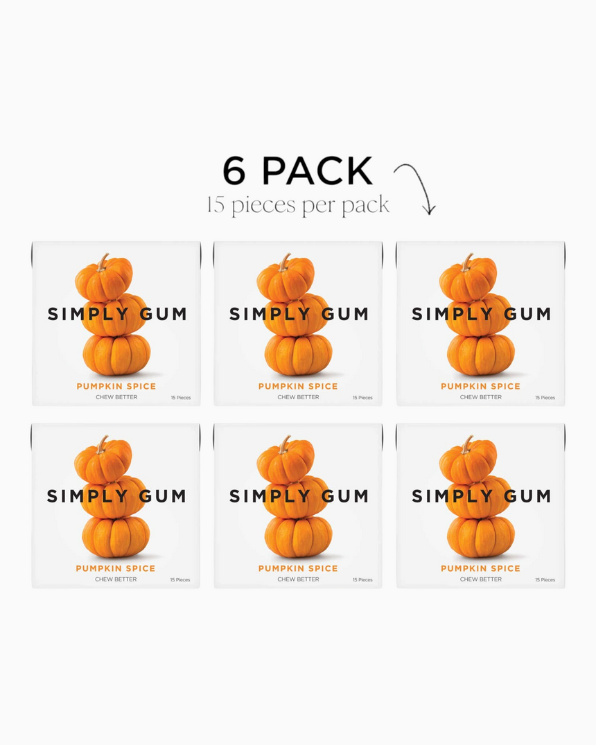 vitruta Pumpkin Spice aromalı, bitkisel bazlı ve plastik içermeyen 6'lı paket sakız seti