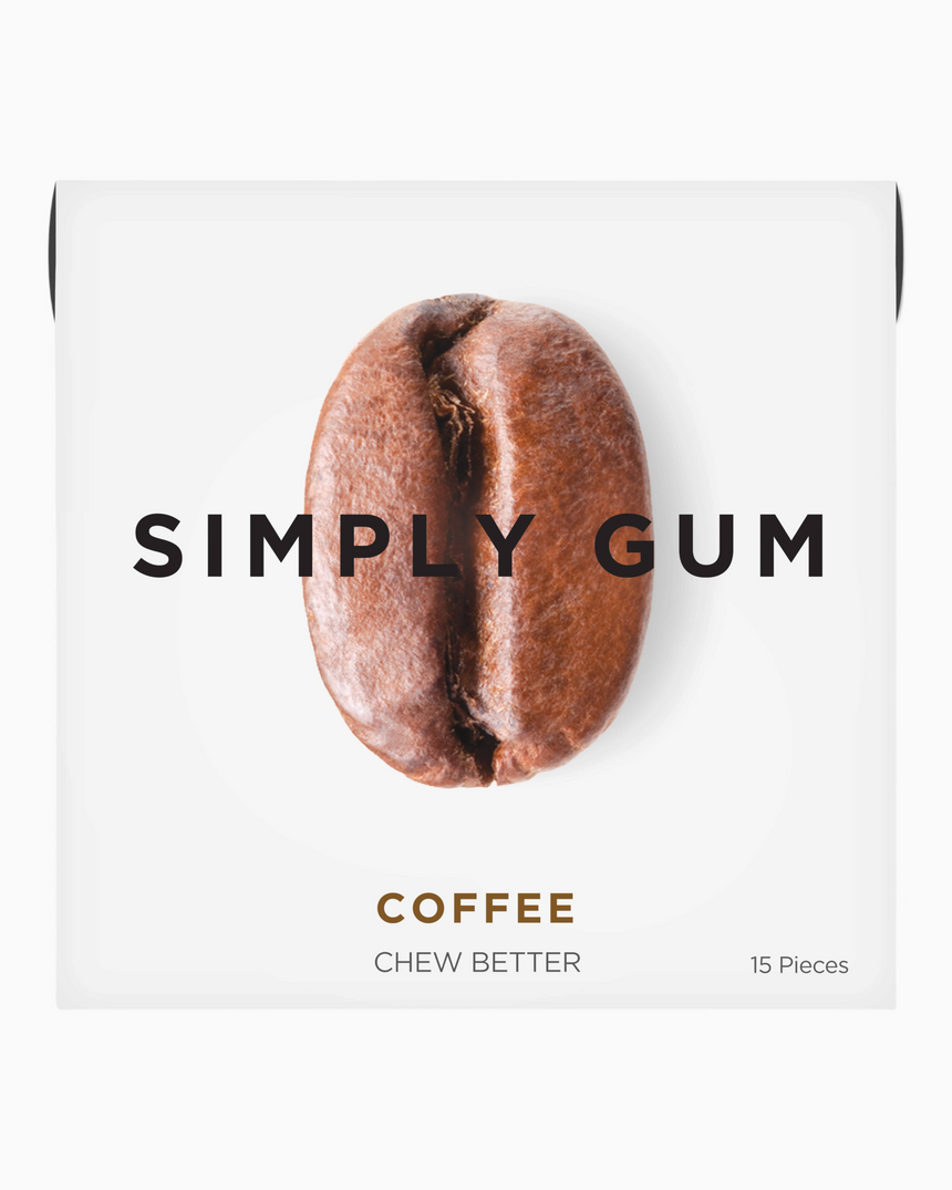 vitruta Simply Coffee Gum, bitkisel bazlı, plastik içermeyen, 15 adetli paket, kahve çekirdeği görseli ile