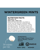 vitruta Simply Mints Wintergreen besin değerleri ve içerik bilgisi içeren bilgilendirici ürün görseli
