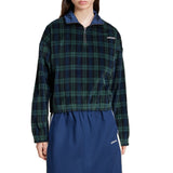 Corduroy Tartan Half Zip Women's Top