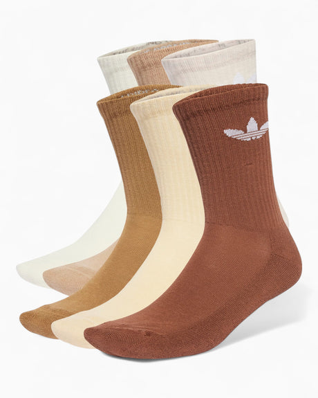 adidas Originals Trefoil Crew Socks 6 Pairs Cream White