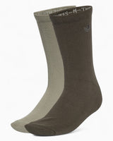 adidas Originals Two-toned Crew Socks 2 Pairs Silver Pebble/Shadow Olive