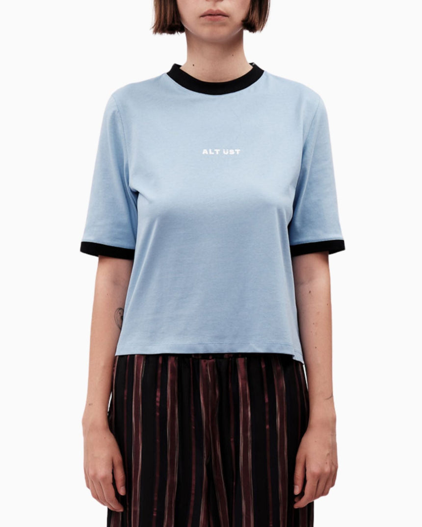 Alt Üst Contrast Ribebd T-Shirt Baby Blue&Navy