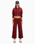 Full Zip Relaxed Crop Hoodie Burgundy