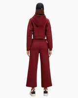 Full Zip Relaxed Crop Hoodie Burgundy