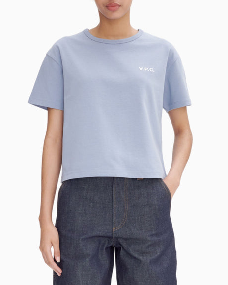 A.P.C. Boxy Petit VPC Kadın T-Shirt Bleu Gris/Blanc