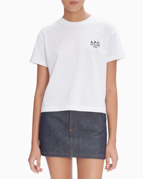 A.P.C. Boxy Rue Madame Kadın T-Shirt White/Dark Navy