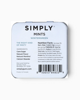 vitruta Simply Mints Wintergreen nane aromalı şeker kutusunun arka yüzü ve besin değerleri etiketi