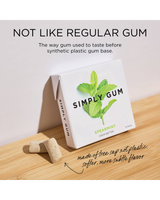 vitruta Simply Spearmint sakız paketi, doğal ağaç özü içerikli, plastik içermeyen vegan nane aromalı sakız