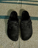 Boston Suede Shearling Sandals