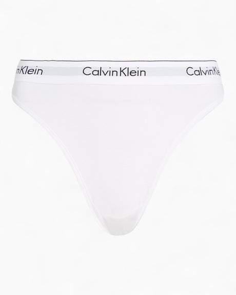 Calvin Klein High Leg Tanga Icon Cotton Modal - Kadın Classic White
