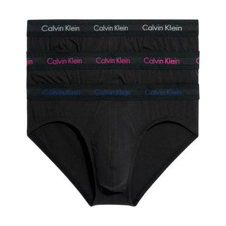 Calvin Klein Hip Brief 3PK Cotton Strech - Erkek B-Slv Sprgs/Pal Pink/Blue Dpts Lg