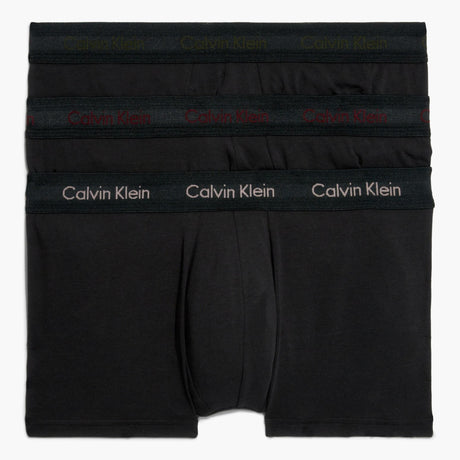 Calvin Klein Low Rise Trunk 3PK Cotton Stretch - Erkek B-Woodrose/Fld Olv/Deep Rouge Lg