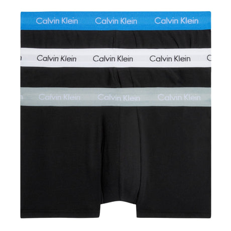 Calvin Klein Low Rise Trunk 3PK Cotton Stretch - Erkek B-Grey Heather/White/Palace Blue Wb