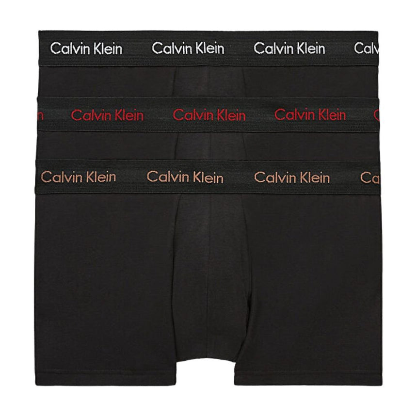 Calvin Klein Low Rise Trunk 3PK Cotton Stretch - Erkek B-Bright Camel/White/Red Carpet Logo