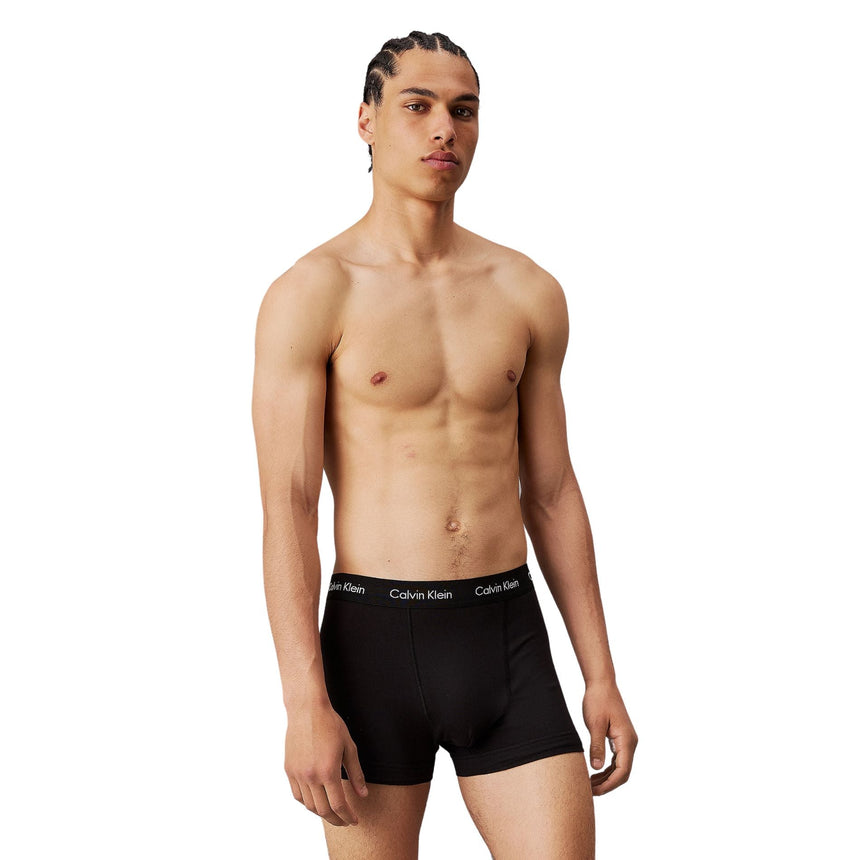 Calvin Klein Low Rise Trunk 3PK Cotton Stretch - Erkek B - Blk/Hemisphere Bl/Ash Wbs