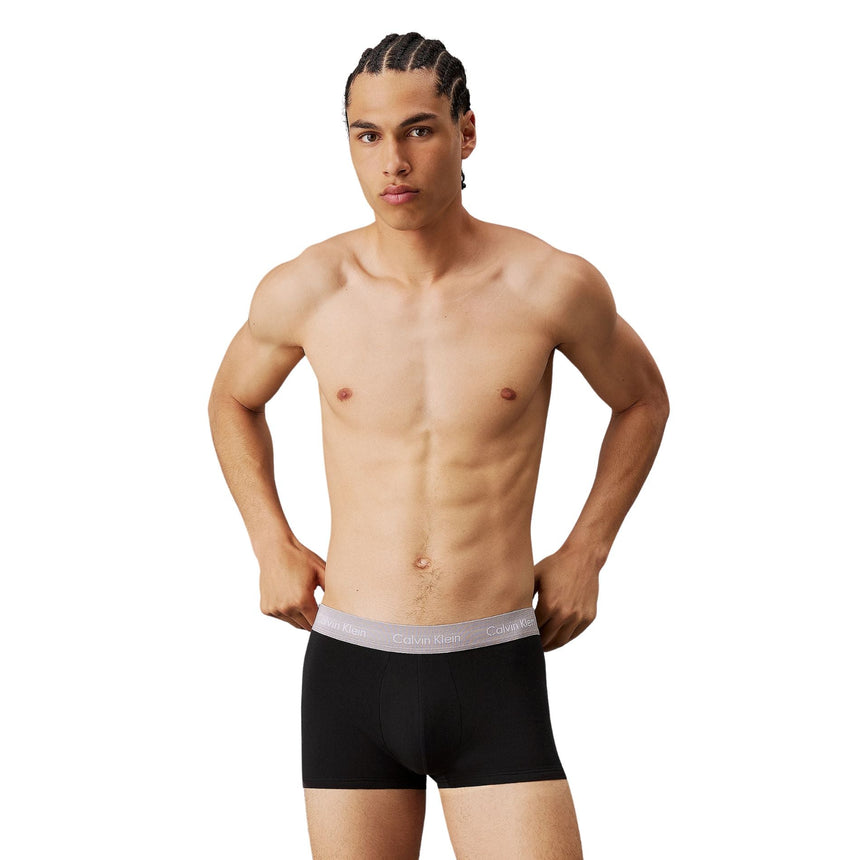 Calvin Klein Low Rise Trunk 3PK Cotton Stretch - Erkek B - Ink/Ash/Troposphere