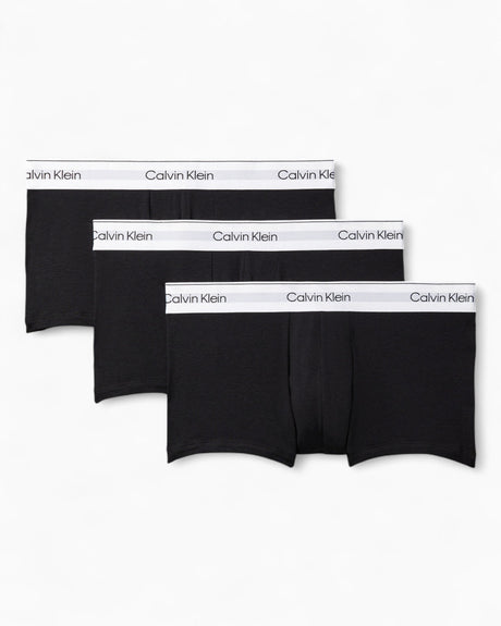 Calvin Klein Low Rise Trunk 3PK Icon Cotton Stretch - Erkek Black/Black/Black