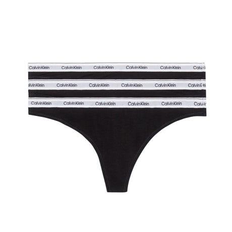 Calvin Klein Thong 3PK Modern Logo - Kadın Black/Black/Black