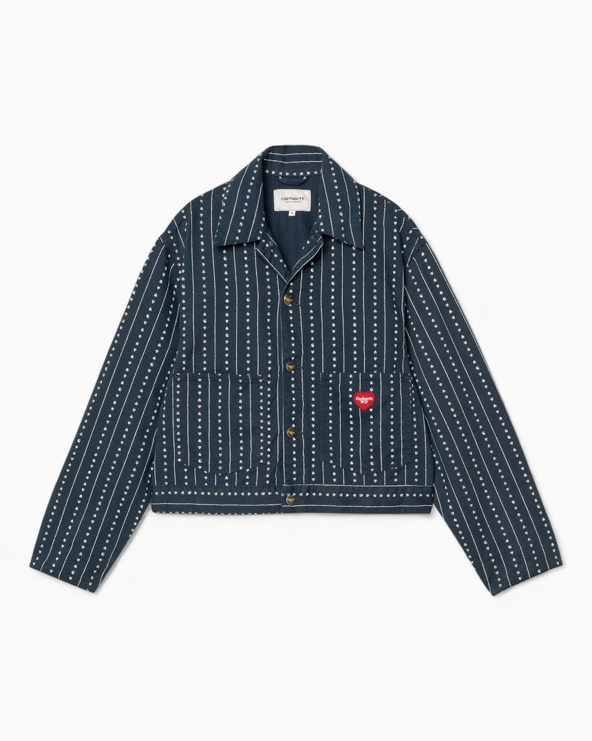 Carhartt WIP Drewe Kadın Ceket Heart C Pinstripe Ink Natural Rinsed